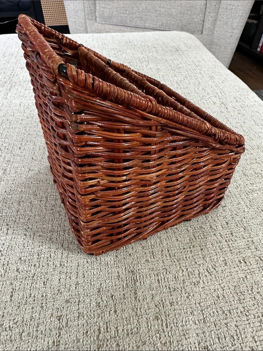 Vintage Woven Rattan Desk Organizer - 3 Tier Boho Mail Sorter & Letter Holder